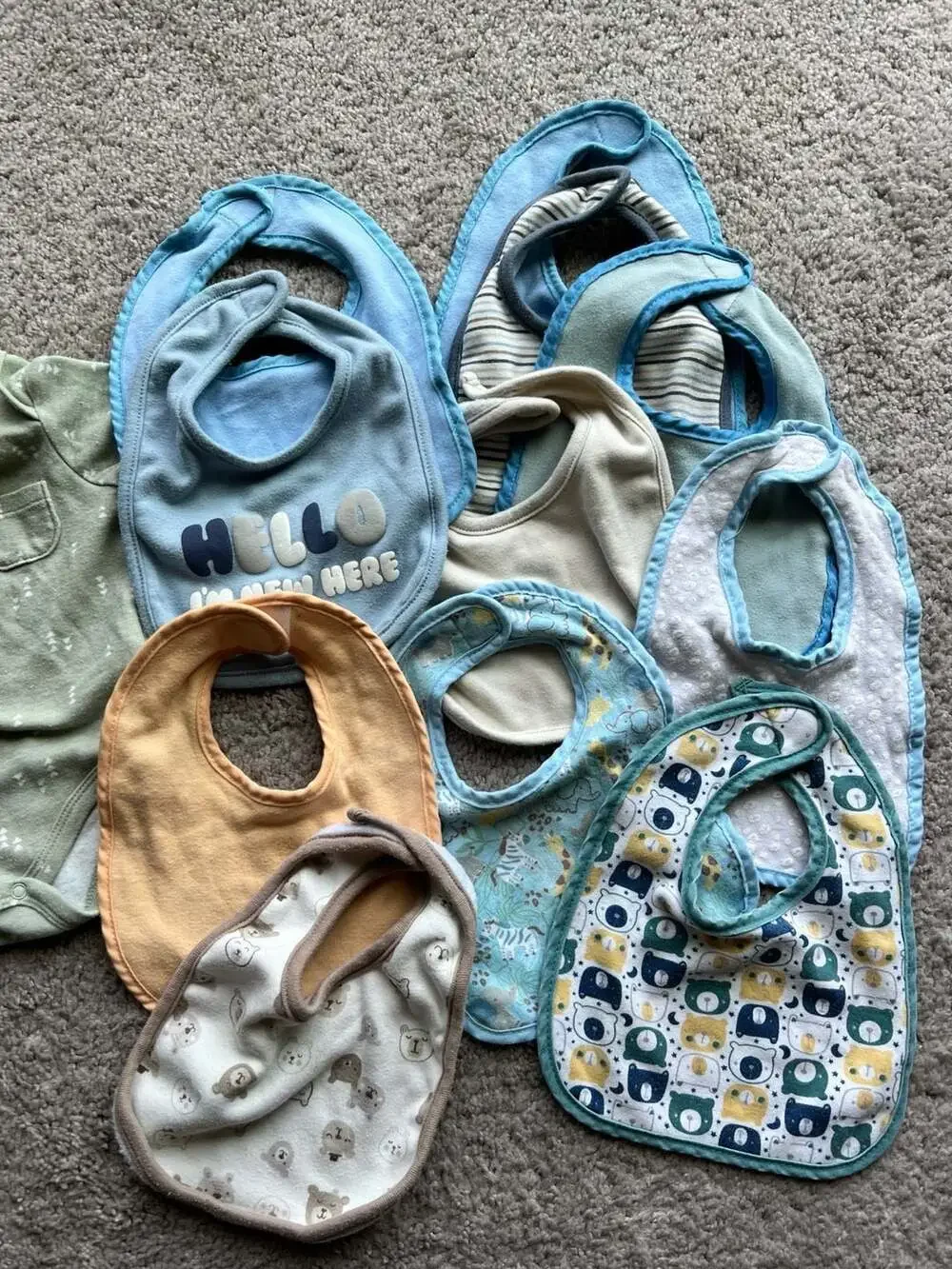 (#13). Baby Boy Lot of 2 Bodysuits and Bibs Size 3-6 Months